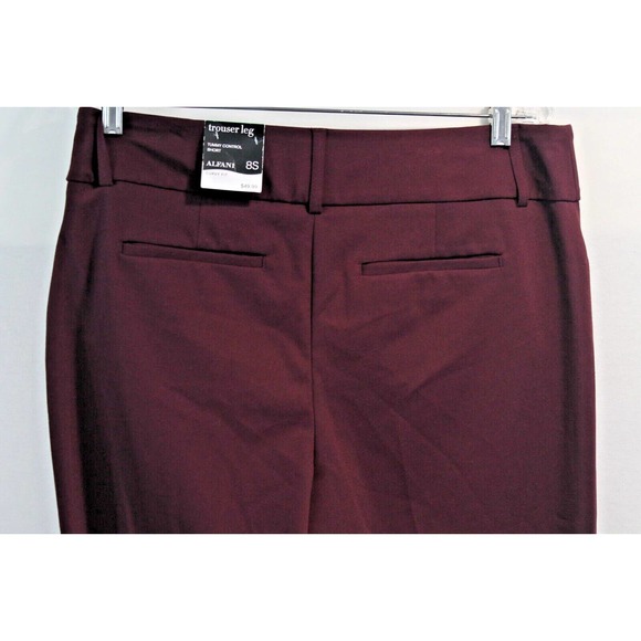 Alfani Dress Pants Womens Curvy Fit size 8 Short Maroon Pocket Trouser Leg - Picture 5 of 9